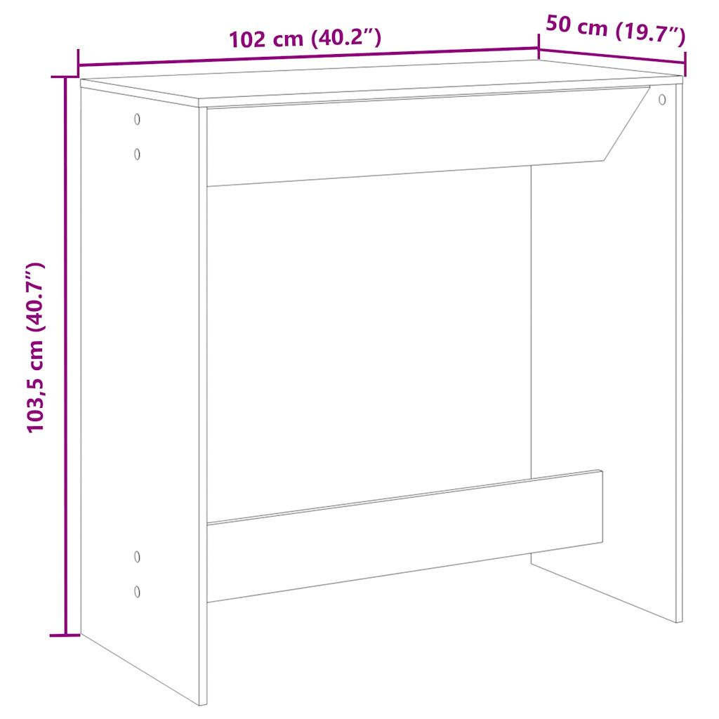 Τραπέζι Μπαρ Γκρι Sonoma 102x50x103,5εκ. Επεξεργ. Ξύλο