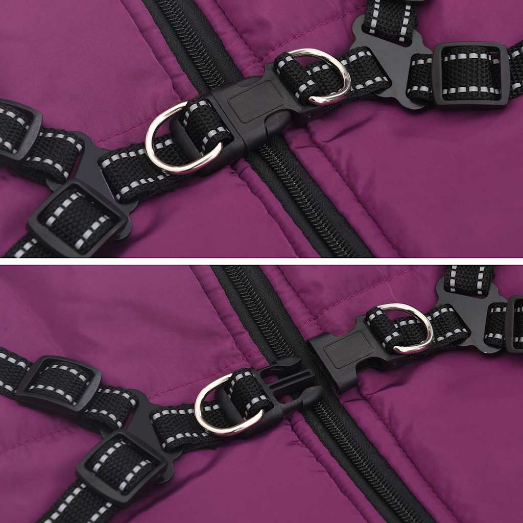 παλτό σκύλου με ιμάντα αδιάβροχο αντανακλαστικό μοβ L48