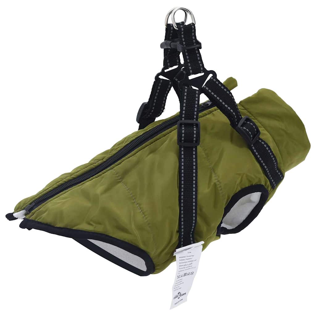 παλτό σκύλου με ιμάντα Αδιάβροχο αντανακλαστικό πράσινο L40