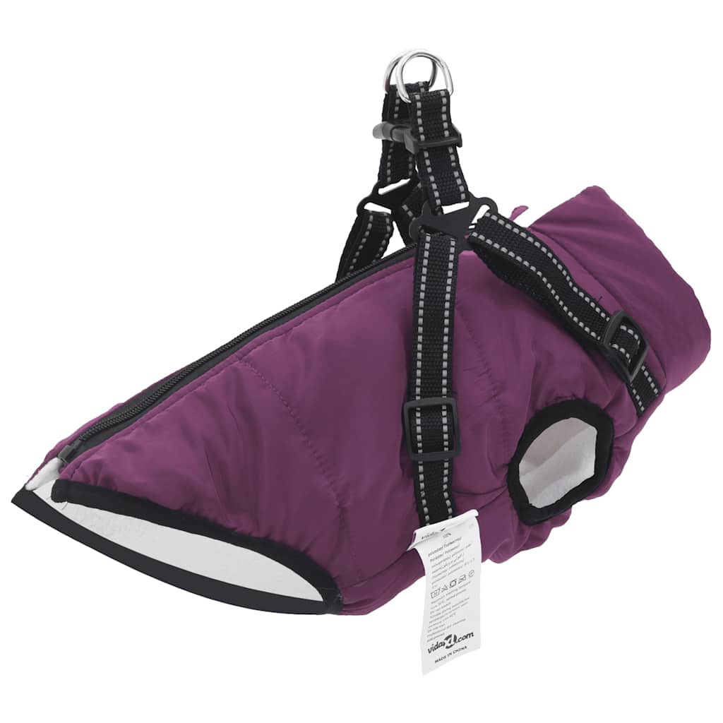 παλτό σκύλου με ιμάντα αδιάβροχο αντανακλαστικό μοβ L40
