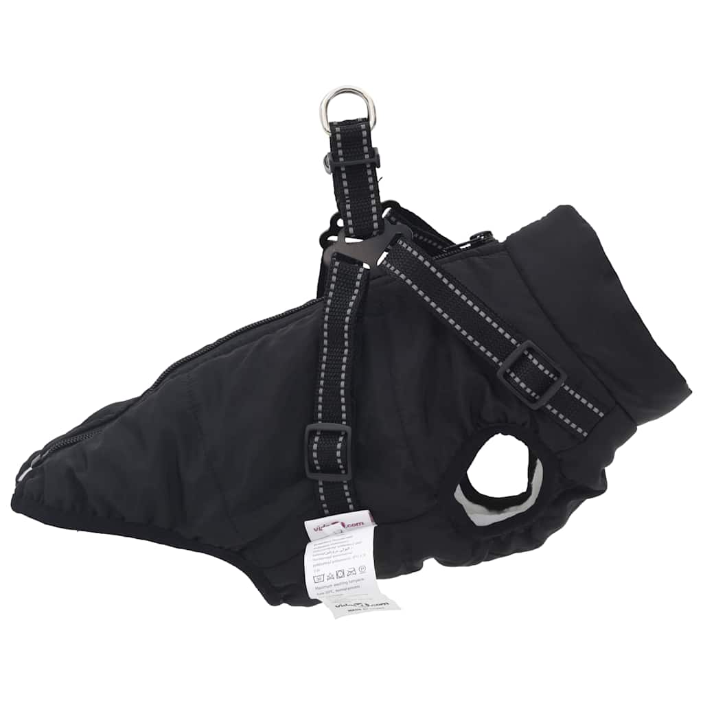 παλτό σκύλου με ιμάντα αδιάβροχο αντανακλαστικό μαύρο L24