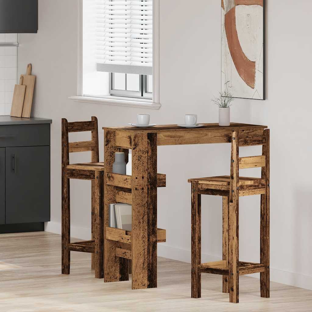 Επιτοίχιος Μπαρ Τραπέζι Παλιό Ξύλο 102x45x103,5 cm