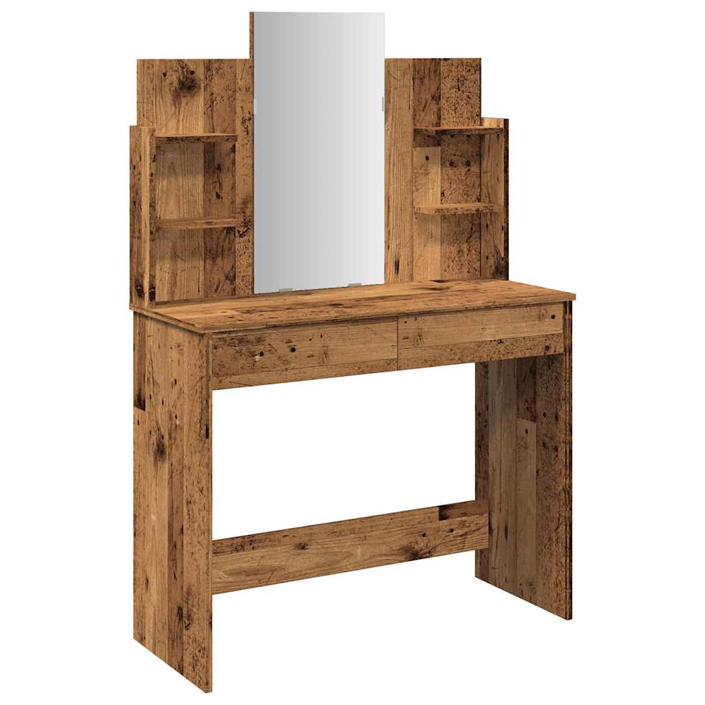Κομοδίνο με καθρέφτη Παλιό ξύλο 96x39x142 cm