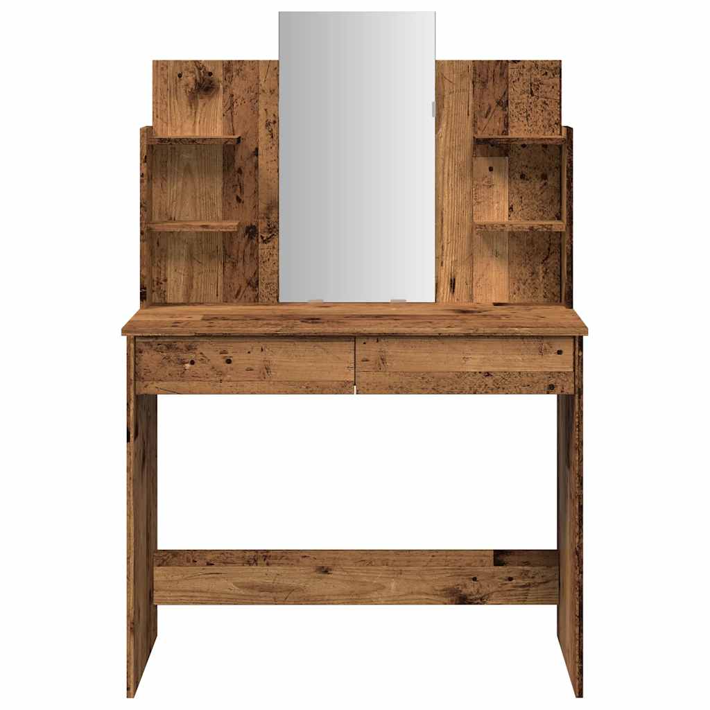 Κομοδίνο με καθρέφτη Παλιό ξύλο 96x39x142 cm