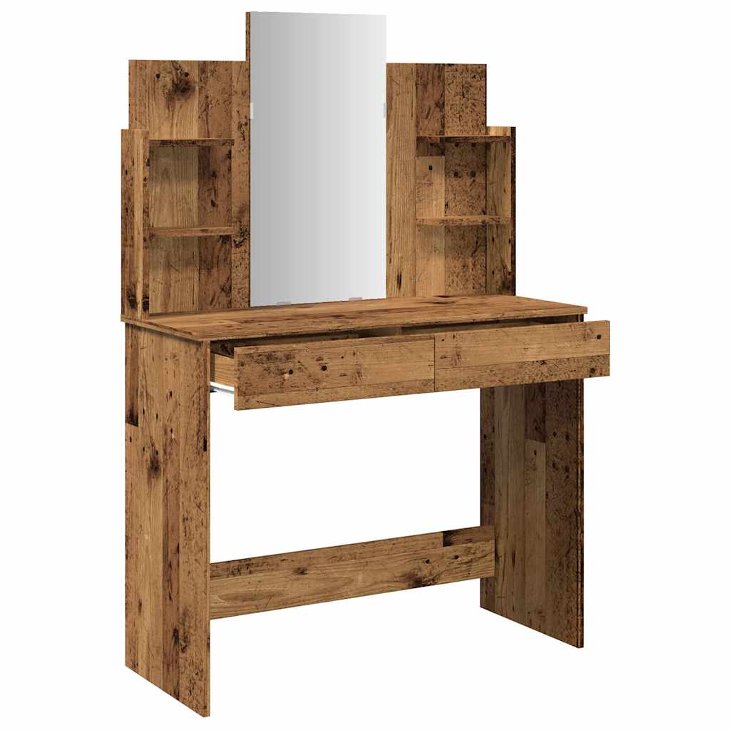 Κομοδίνο με καθρέφτη Παλιό ξύλο 96x39x142 cm