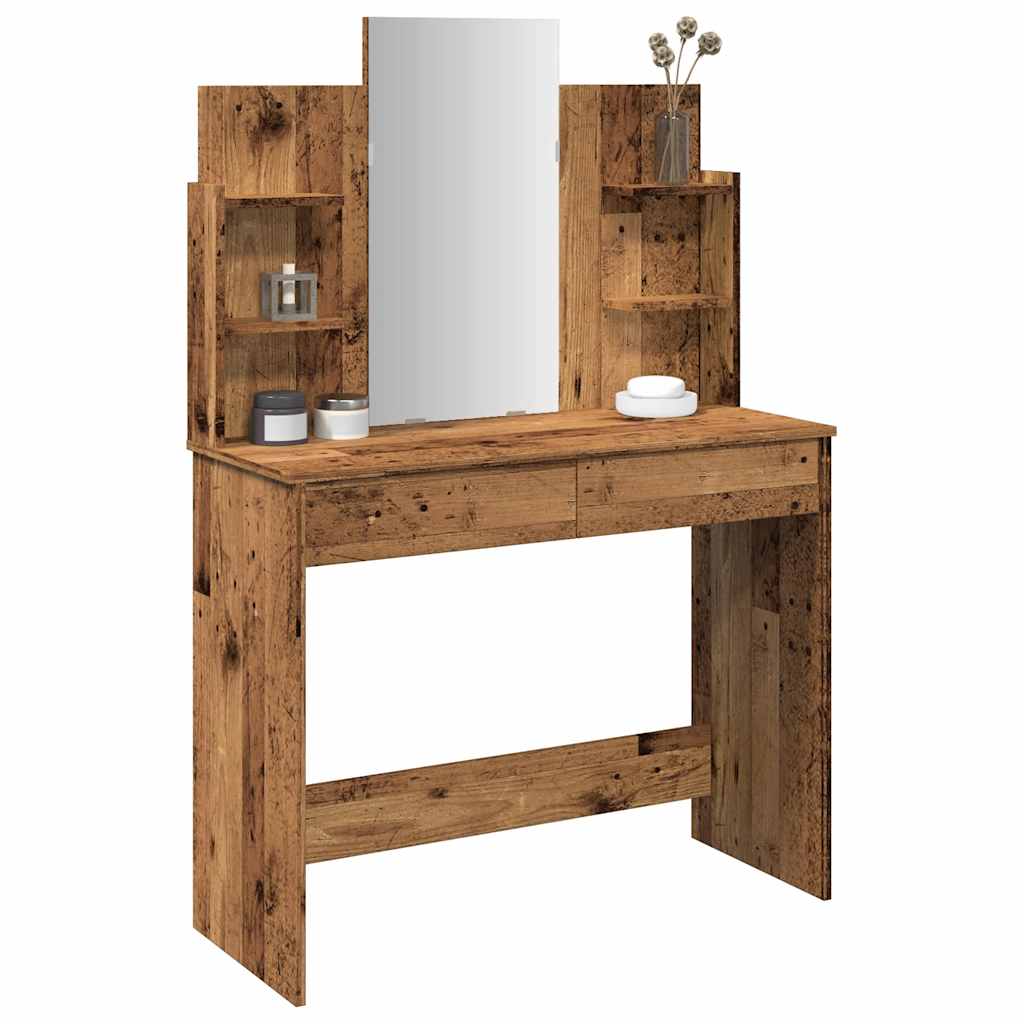 Κομοδίνο με καθρέφτη Παλιό ξύλο 96x39x142 cm