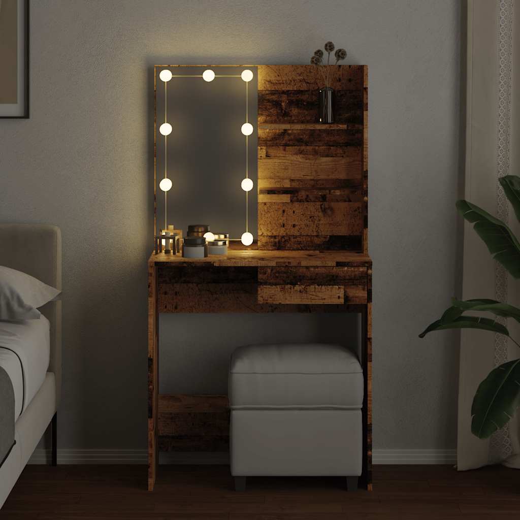 Κομοδίνο με LED Παλιό ξύλο 74,5x40x141 cm
