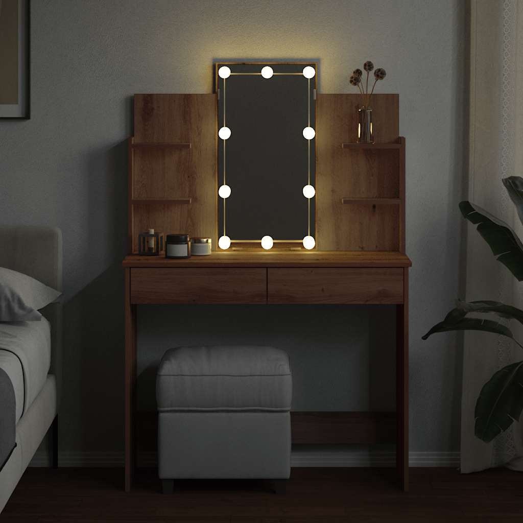 Μπουντουάρ με LED Φώτα τεχνίτης Δρυς 96x40x142 εκ.