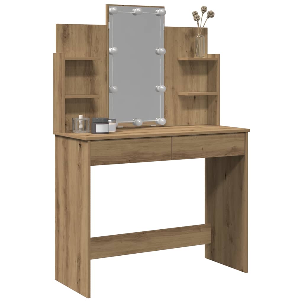 Μπουντουάρ με LED Φώτα τεχνίτης Δρυς 96x40x142 εκ.