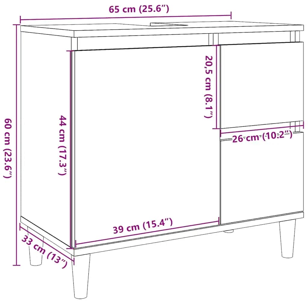 ντουλάπι νεροχύτη σκυρόδεμα γκρι 65x33x60cm κατασκευασμένο ξύλο