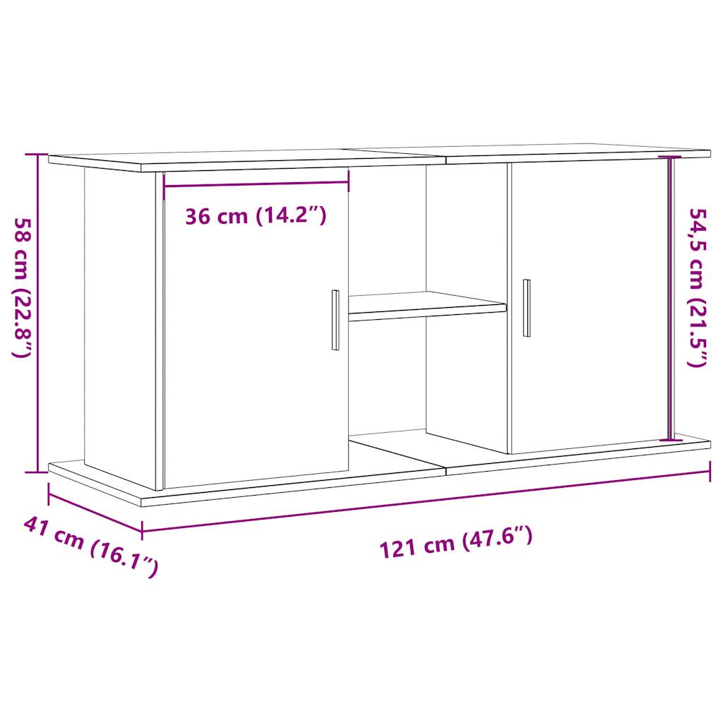 Βάση ενυδρείου vidaXL Παλιό ξύλο 121x41x58 cm Κατασκευασμένο ξύλο