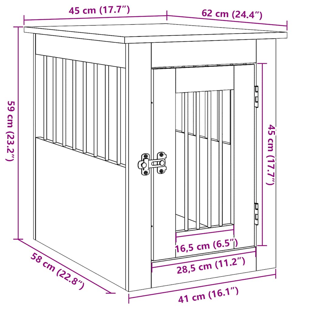 Έπιπλα κλουβιού σκύλου Παλιό ξύλο 45x62x59 cm