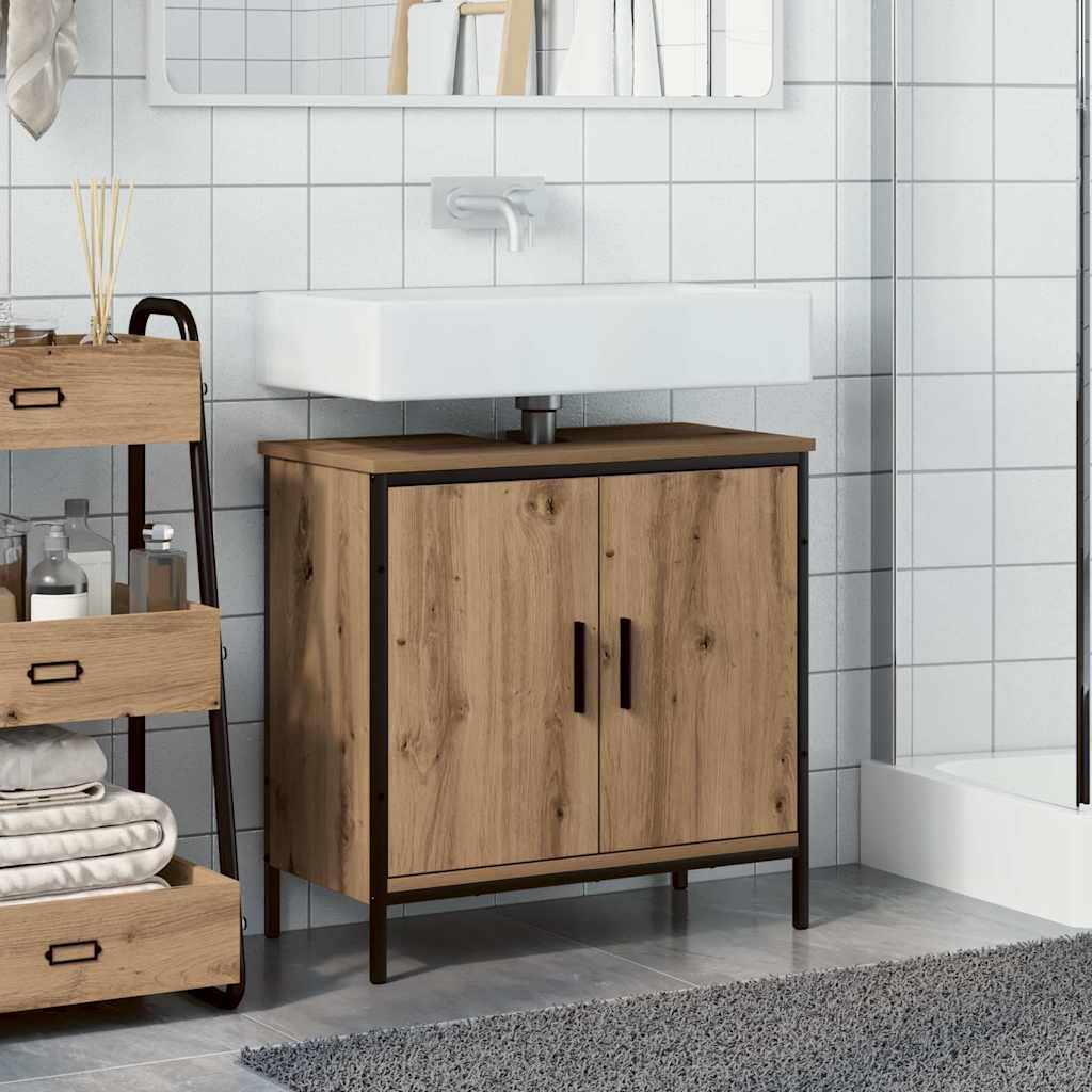 Ντουλάπι Νιπτήρα Αρτισιανή Δρυς 60x30x60 εκ. Επεξ. Ξύλο