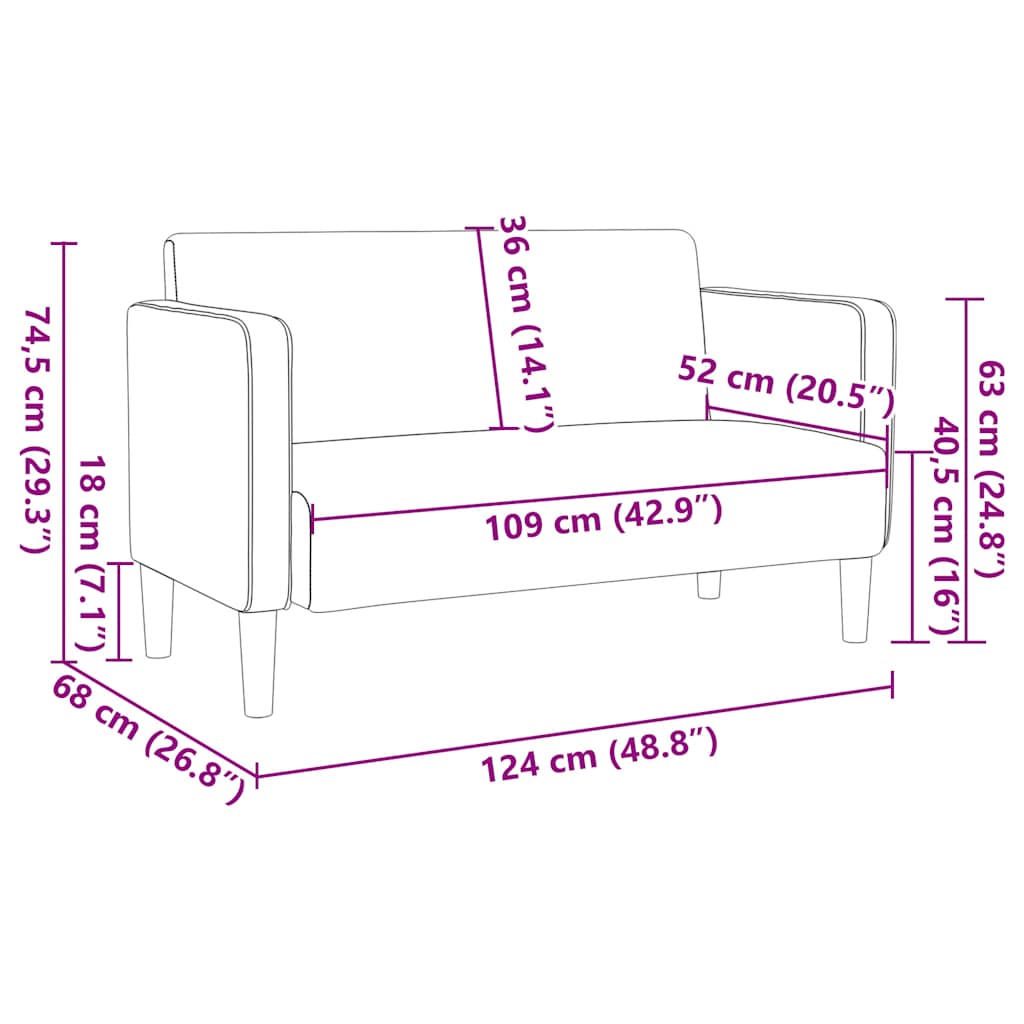 Καναπές Loveseat Κρεμ 109 εκ. ύφασμα Corduroy