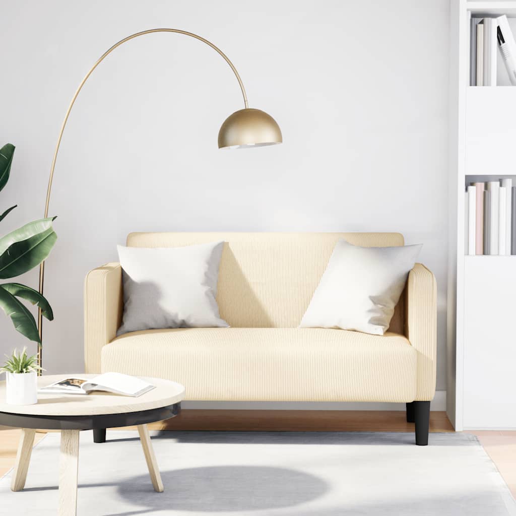 Καναπές Loveseat Κρεμ 109 εκ. ύφασμα Corduroy