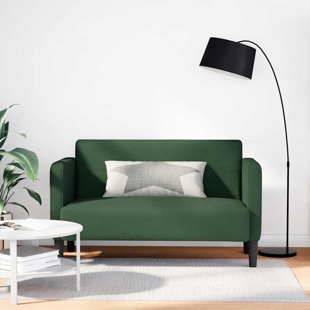 Καναπές Loveseat Σκούρο Πράσινο 109 εκ. ύφασμα Corduroy