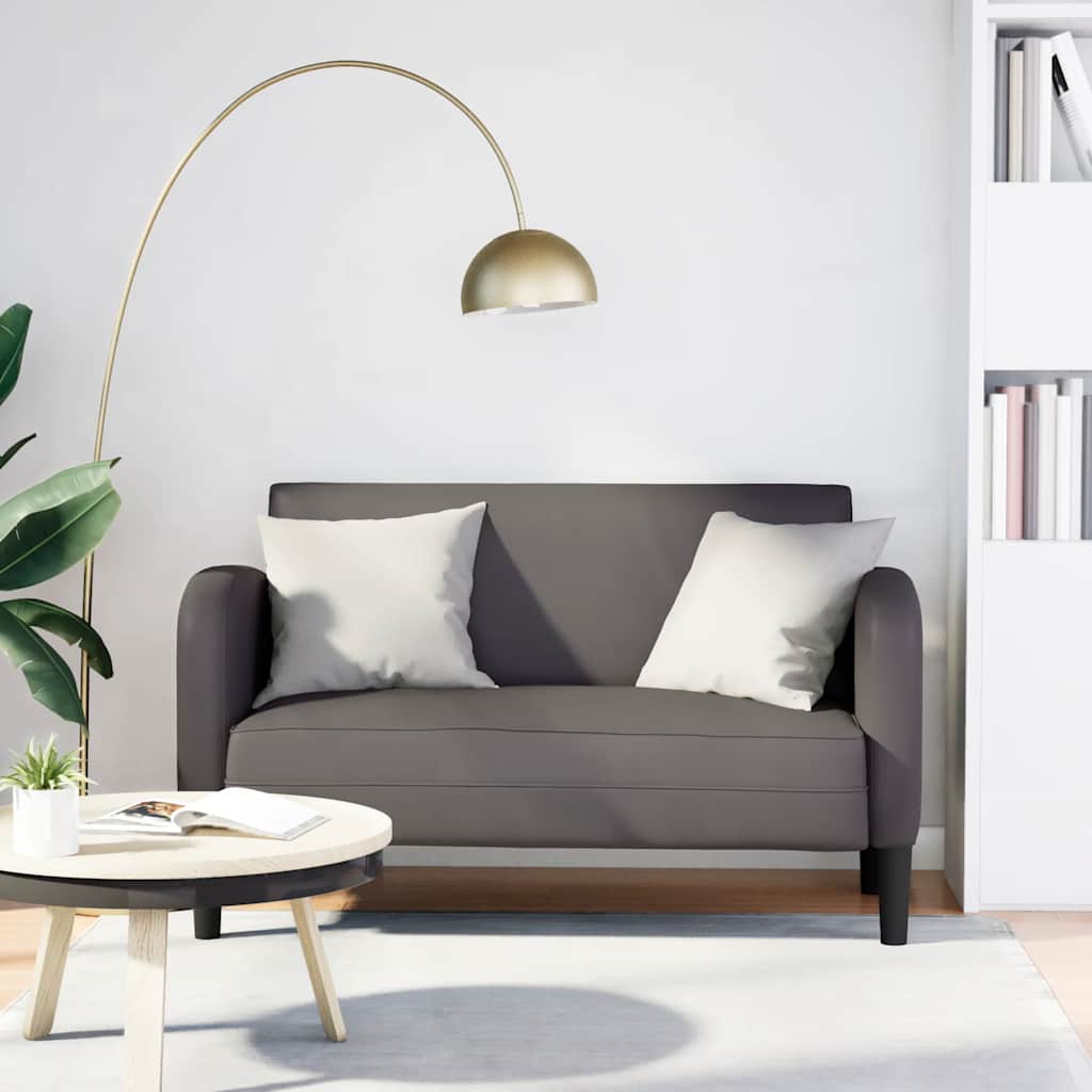 Καναπές Loveseat Γκρι 110 εκ. Συνθετικό δέρμα