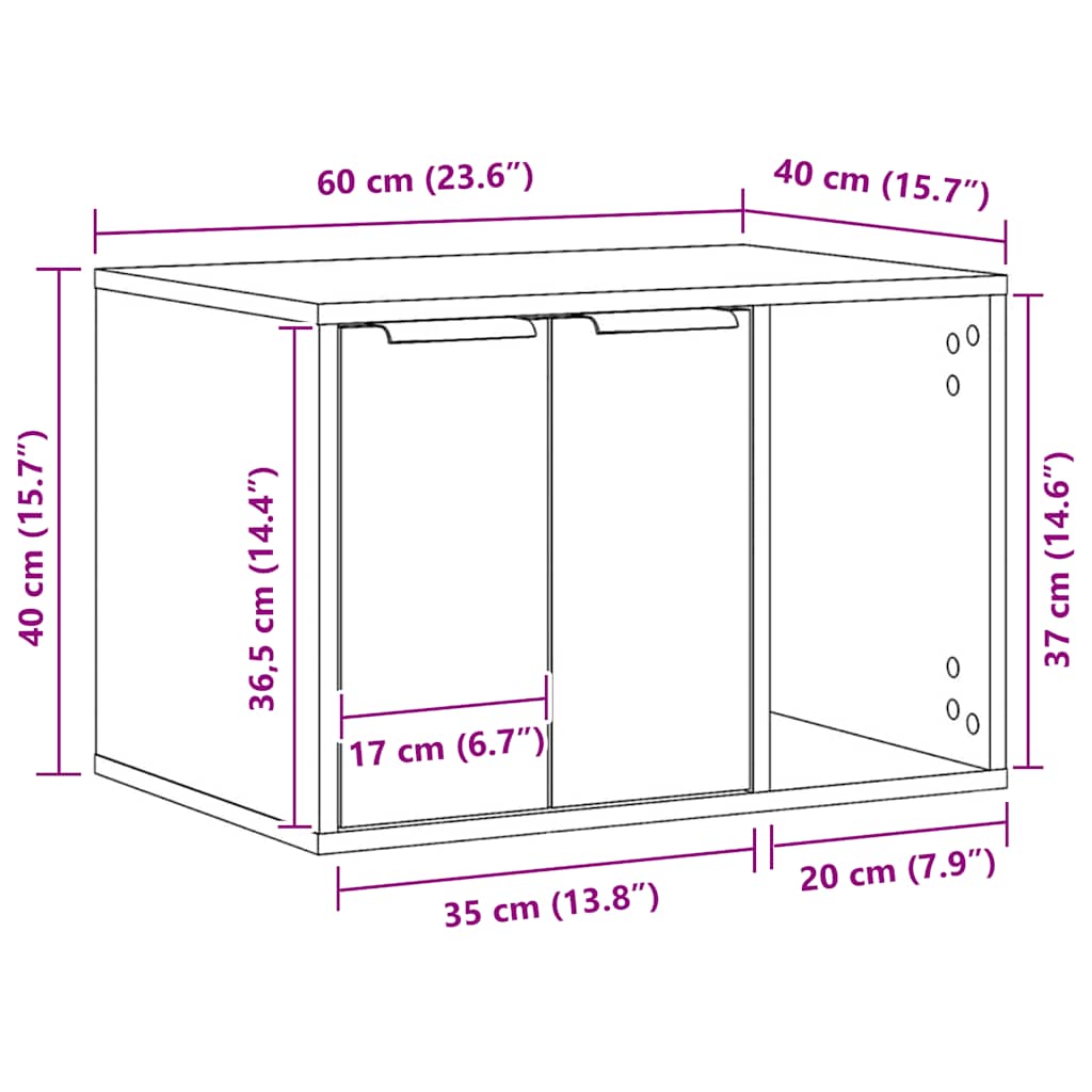 Τουαλέτα Γάτας Περίφραξη Γκρι Σκυρ. 60x40x40εκ Επεξεργασμ. Ξύλο