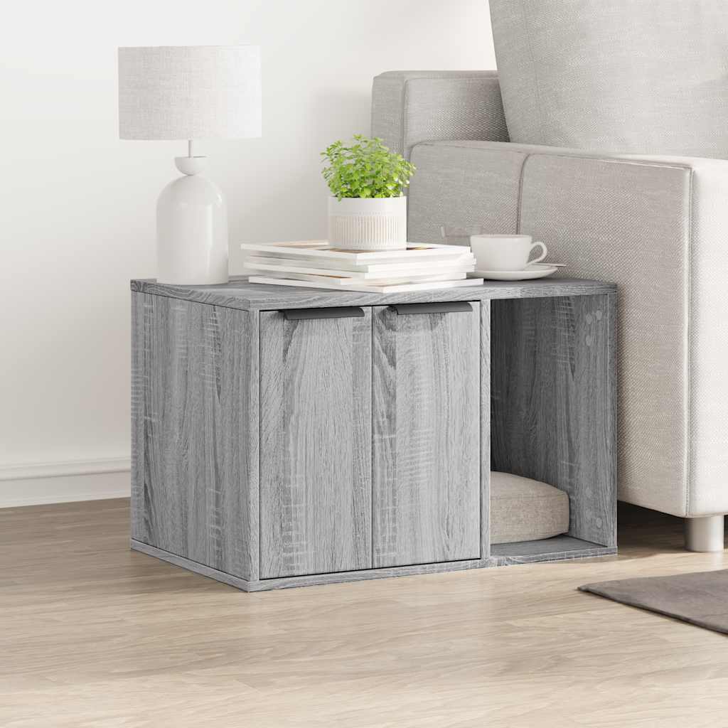 Τουαλέτα Γάτας Περίφραξη Γκρι Sonoma 60x40x40εκ Επεξεργασμ Ξύλο