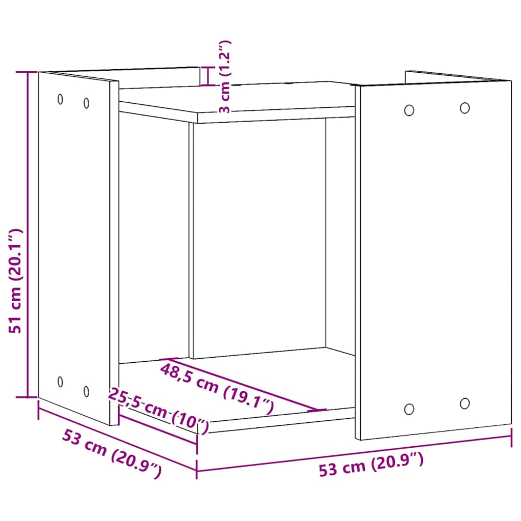 Τουαλέτα Γάτας Περίφραξη Γκρι Sonoma 53x53x51εκ Επεξεργασμ Ξύλο