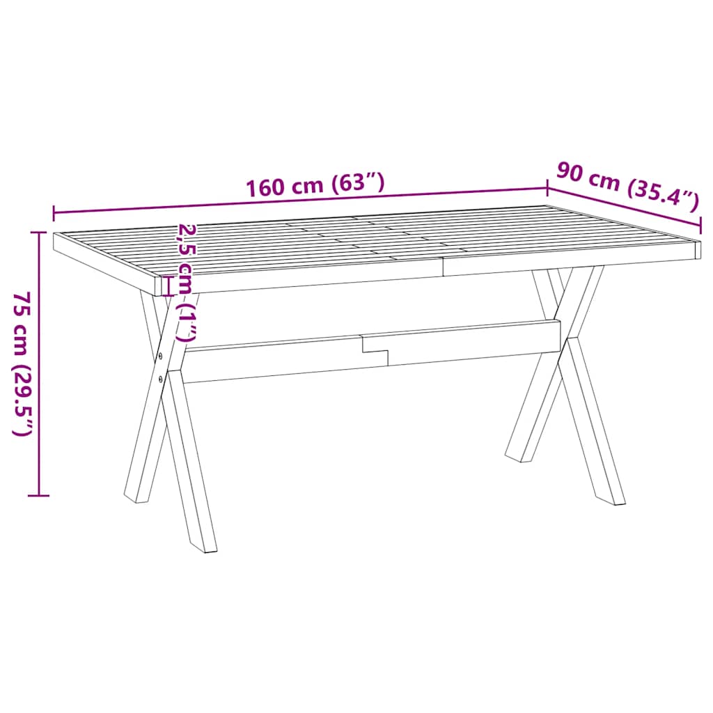 Τραπεζαρία NOAIN με πόδια σχήματος X 160x90x75 cm