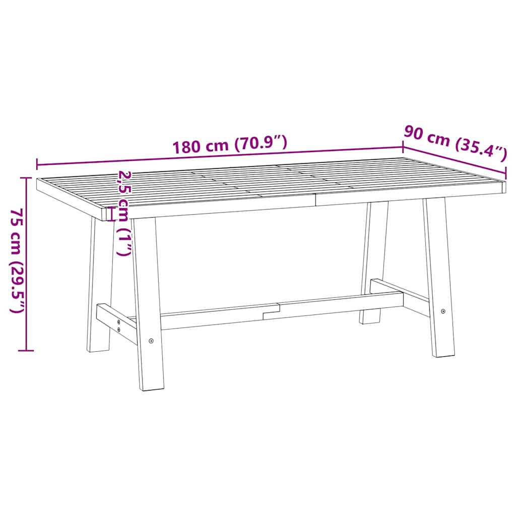 Τραπεζαρία NOAIN με Πόδια σε Σχήμα Α 180x90x75 εκ. από Μασίφ Ξύλο Πεύκου