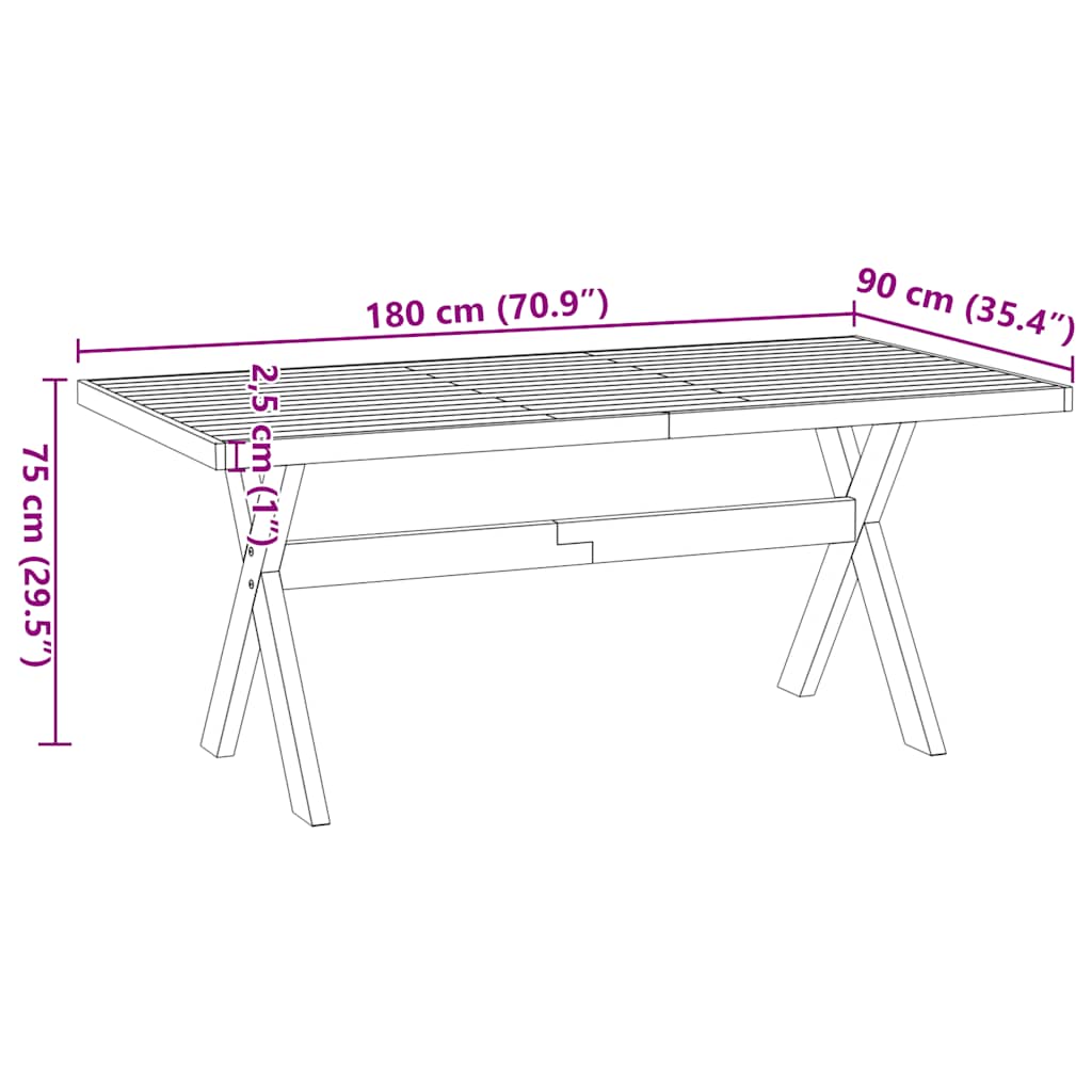 Τραπεζαρία NOAIN με Πόδια σε Σχήμα Χ 180x90x75 εκ. από Μασίφ Ξύλο Πεύκου