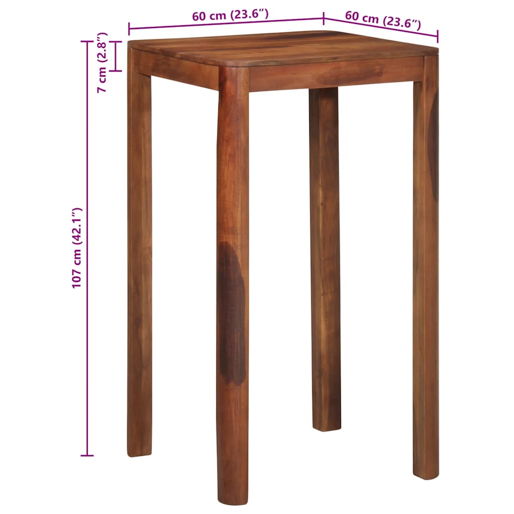Τραπεζάκι Μπαρ 60x60x107 cm Ακακία από Μασίφ Ξύλο