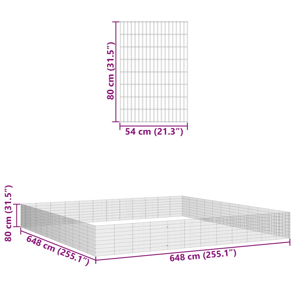 Περίφραξη Ζώων Ελεύθερης Βοσκής 48 Πάνελ 54x80 εκ. Γαλβ. Σίδερο
