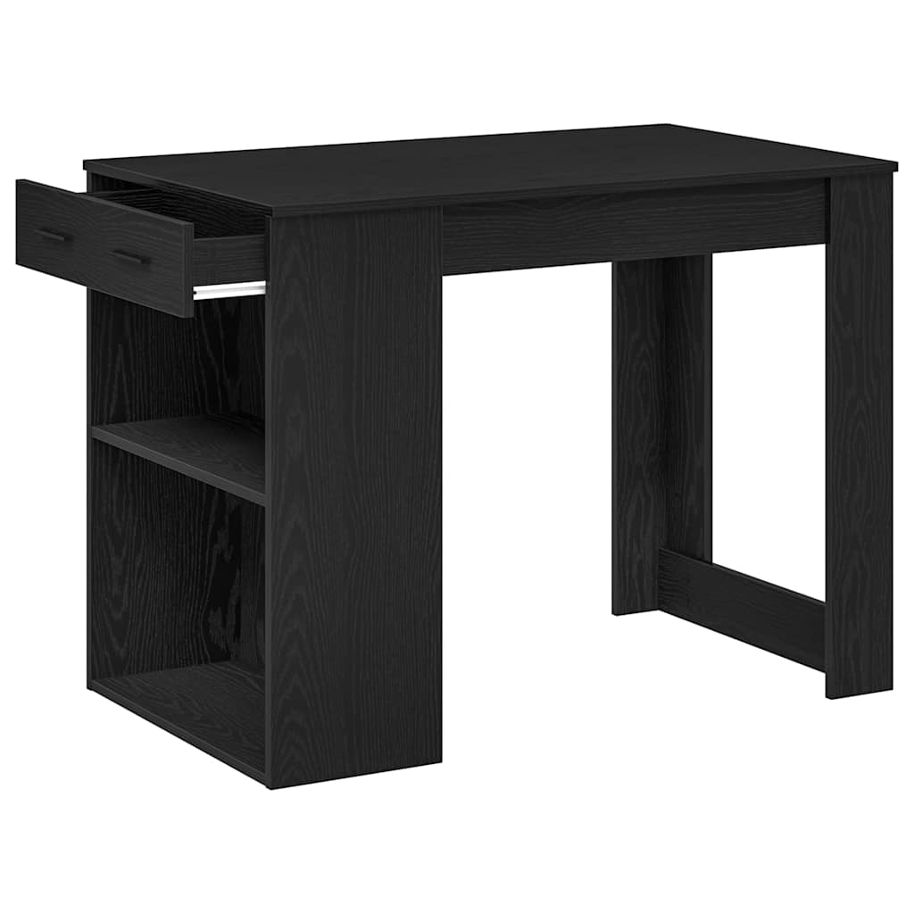 Γραφείο με Συρτάρι και Ράφι Μαύρη Δρυ 102x62x77,5 cm