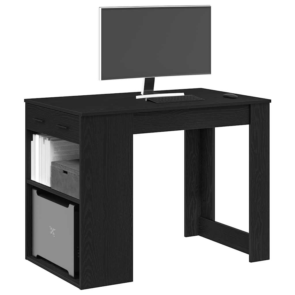 Γραφείο με Συρτάρι και Ράφι Μαύρη Δρυ 102x62x77,5 cm