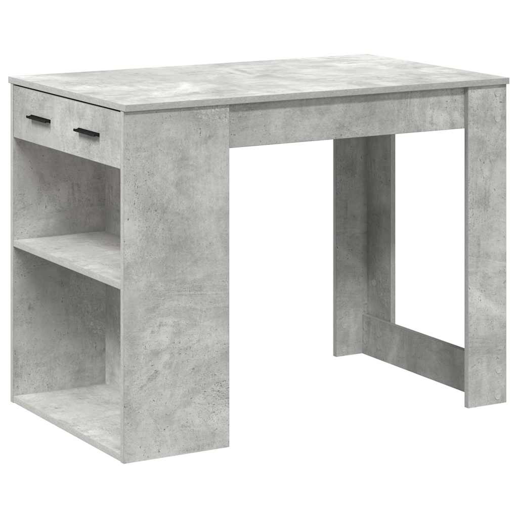 Γραφείο με συρτάρι και ράφι Μπετόν Γκρι Κατασκευασμένο ξύλο