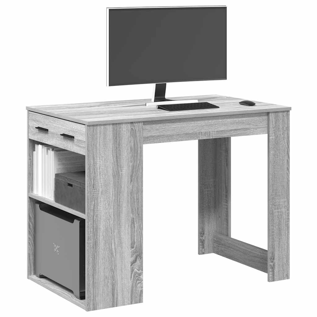Γραφείο με συρτάρι και ράφι Γκρι Sonoma 102x62x77,5 εκ.