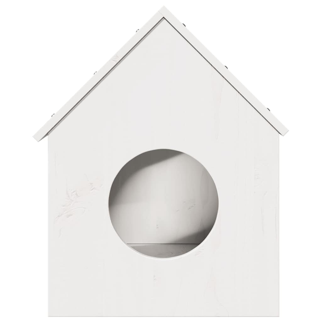 σπιτάκι για γάτες λευκό 41x50x50 cm από μασίφ ξύλο πεύκο