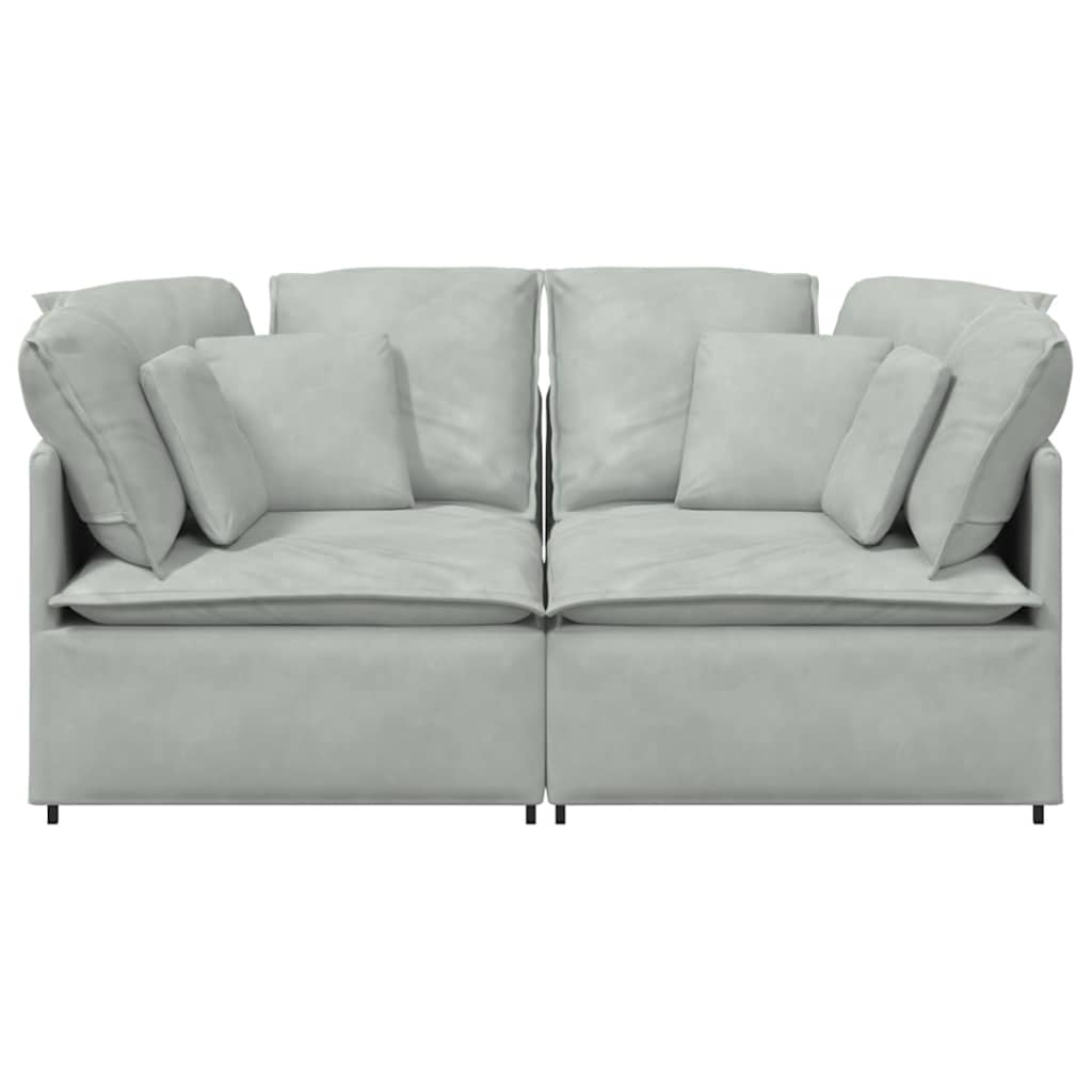 Καναπές-Μαξιλάρι με Μαξιλάρια, Ανοιχτό Γκρι Βελούδο