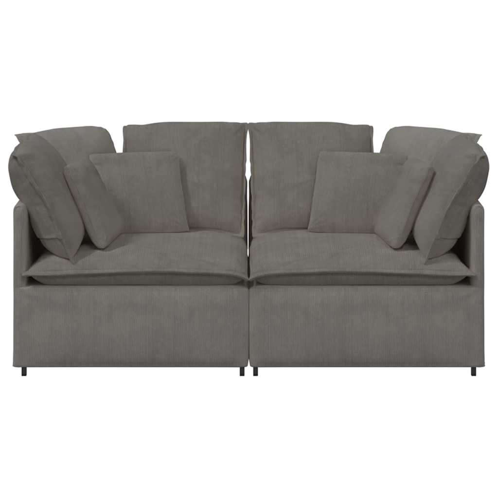 Καναπές-Μοντέλο με Μαξιλάρια από Ύφασμα Corduroy Ανοιχτό Γκρι