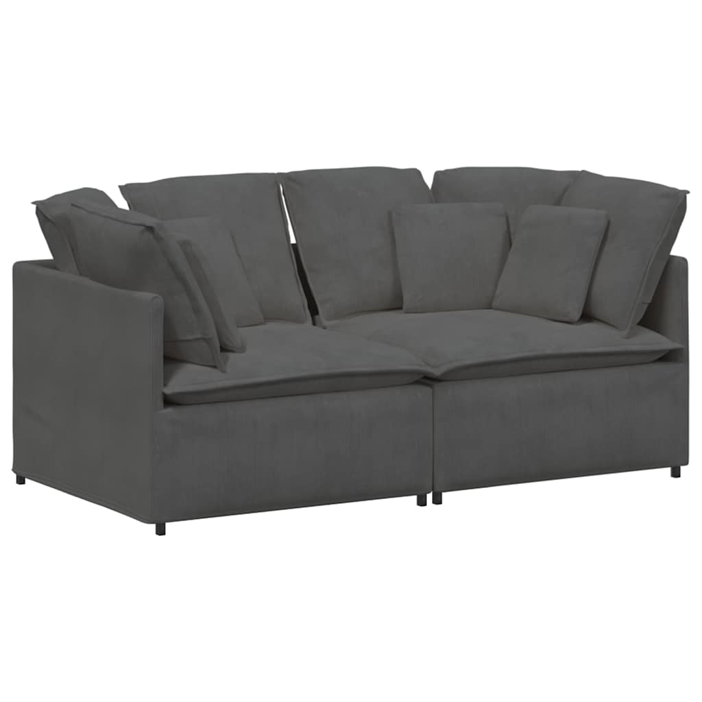 Καναπές-Μοντέρνος με Μαξιλάρια από Ύφασμα Corduroy Σκούρο Γκρι