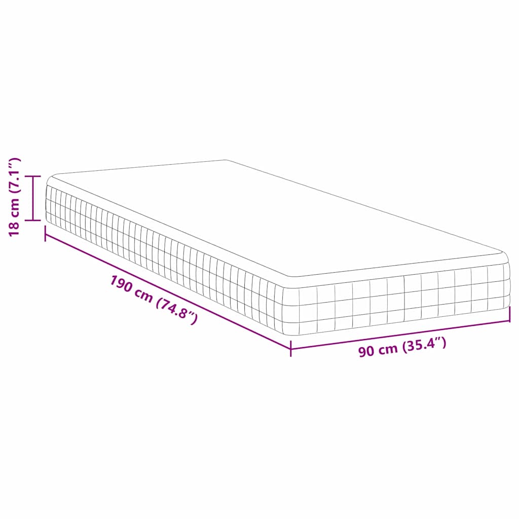 Στρώμα Μέτρια μαλακό 90 x 190 cm Λευκό και Γκρι