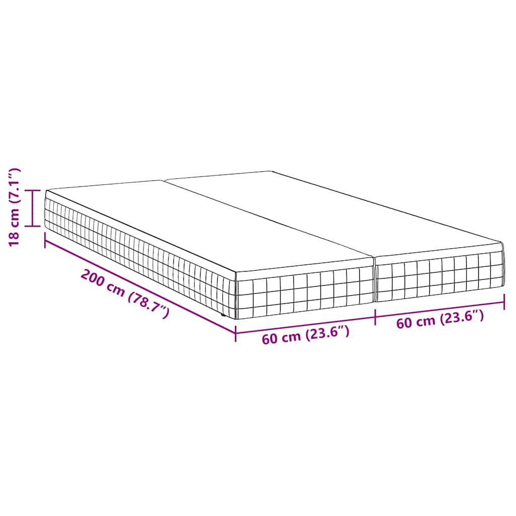 Στρώμα 2 τμχ. Μέτρια μαλακό 60 x 200 cm Λευκό και Γκρι
