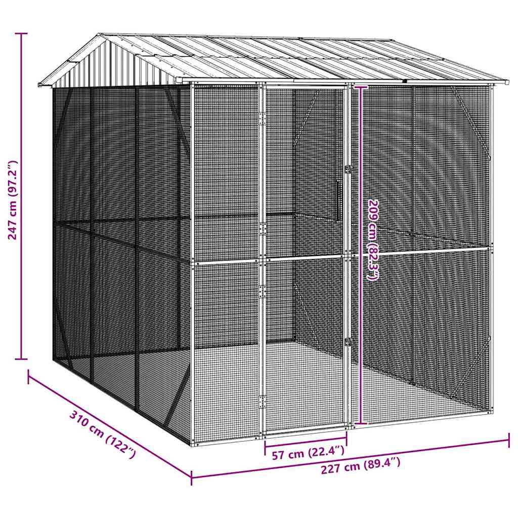 Κλουβί Πουλιών Ανθρακί 227 x 310 x 247 εκ