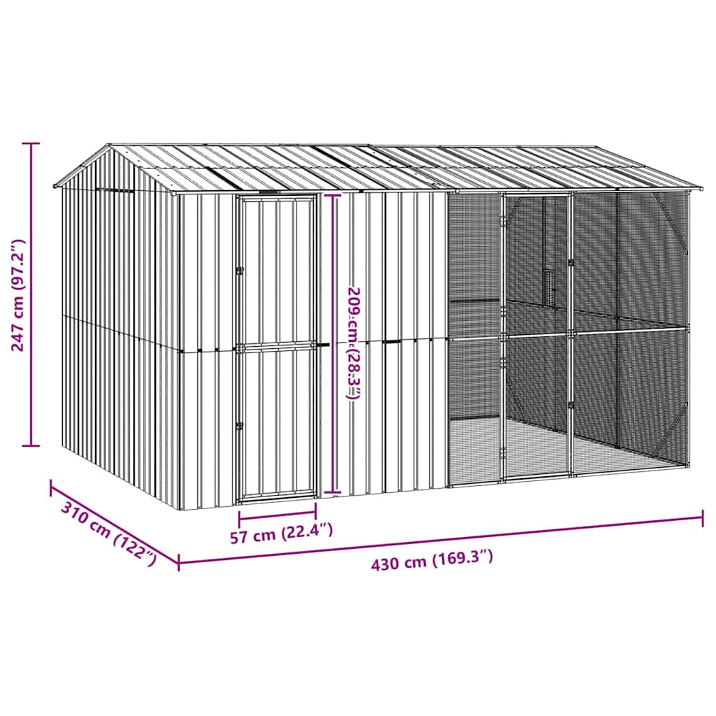 Κλουβί Πουλιών Ανθρακί 430 x 310 x 247 εκ Επικαλυμμένος Χάλυβας