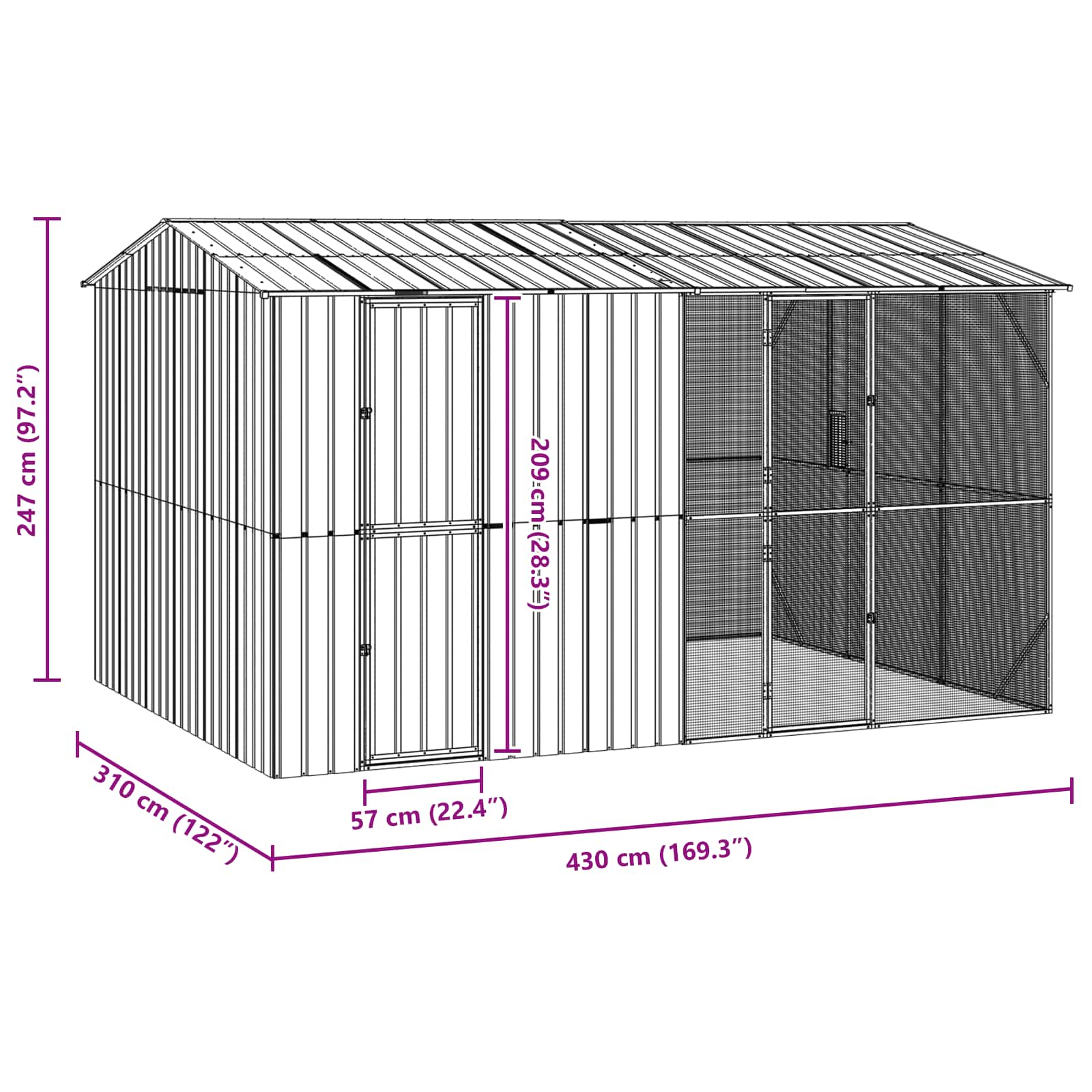 Κλουβί Πουλιών Ανθρακί 430 x 310 x 247 εκ Επικαλυμμένος Χάλυβας