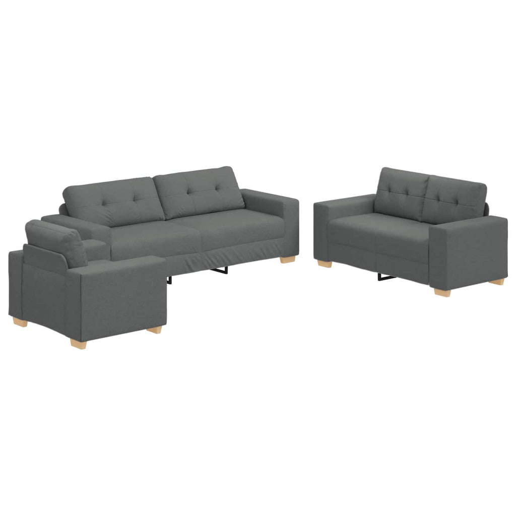Καναπές 3 τμχ. Σκούρο Γκρι Ύφασμα μείγματος λινών
