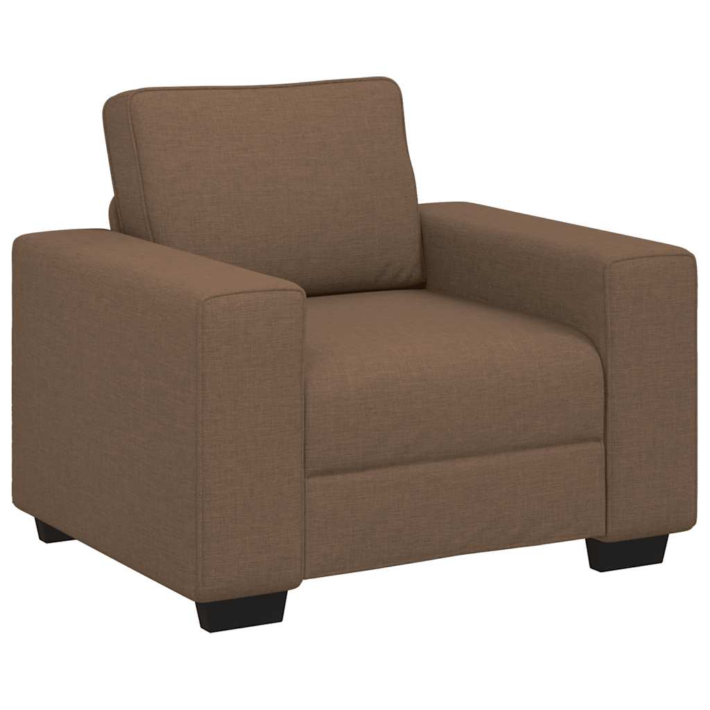 Σετ Καναπέδων 3 Τεμαχίων με Μαξιλάρια, Καφέ Υφασμάτινο