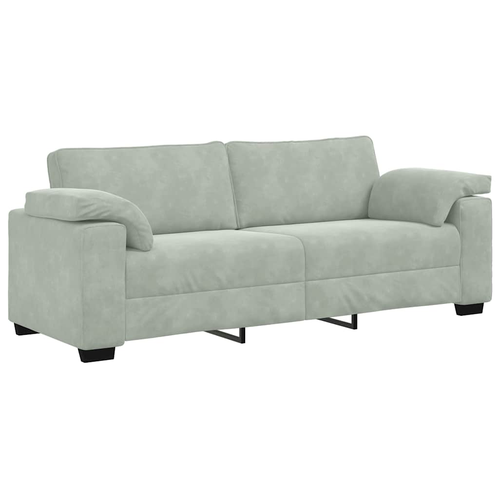 Σετ Καναπέδων 3 Τεμαχίων με Μαξιλάρια, Ανοιχτό Γκρι Βελούδο