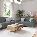 Σετ Καναπέδων 2 Τεμαχίων με Μαξιλάρια, Σκούρο Γκρι Ύφασμα