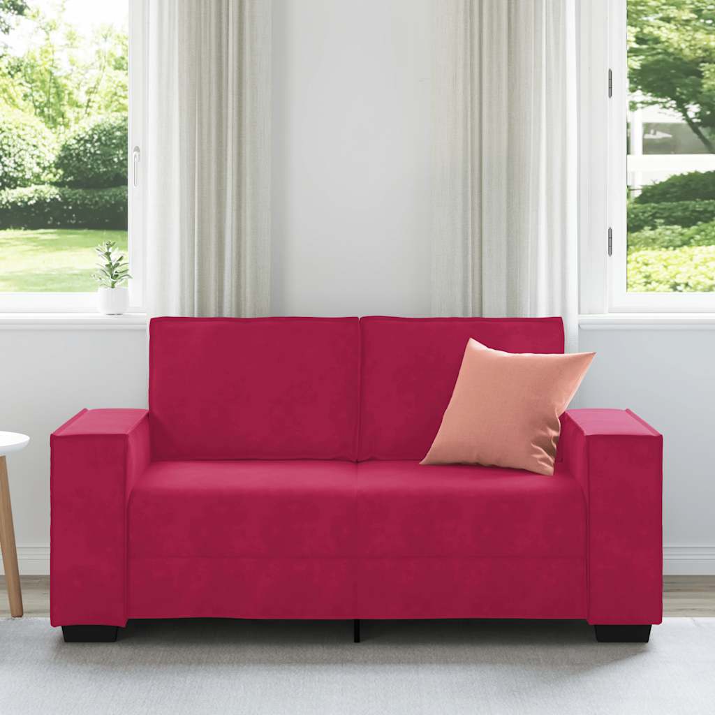 Διθέσιος Καναπές Κόκκινος Βελούδος 160x78x84 εκ.