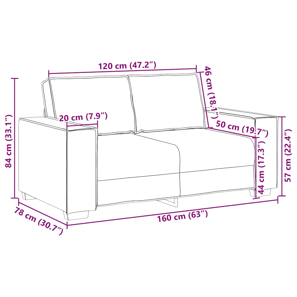 Διθέσιος Καναπές Κόκκινος Βελούδος 160x78x84 εκ.