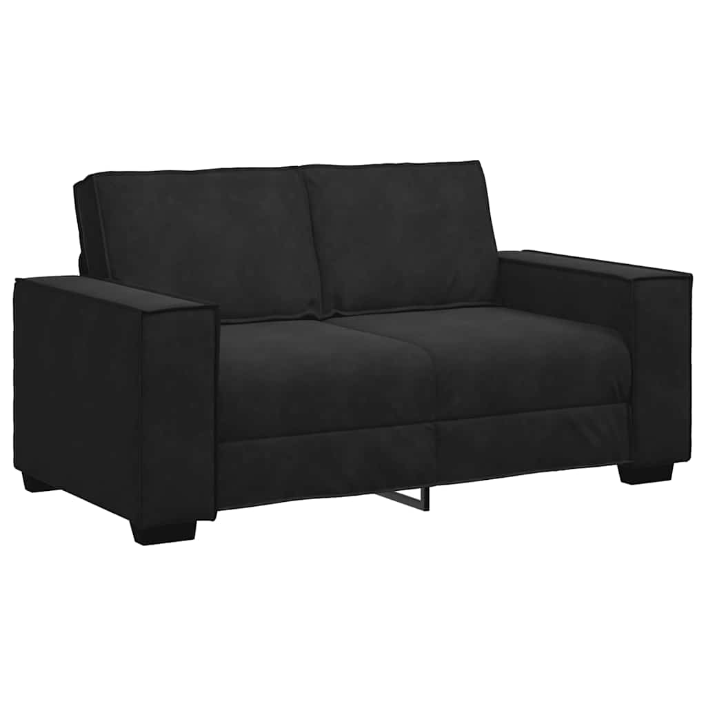 Διθέσιος Καναπές Μαύρος Βελούδινος 160x78x84 εκ.