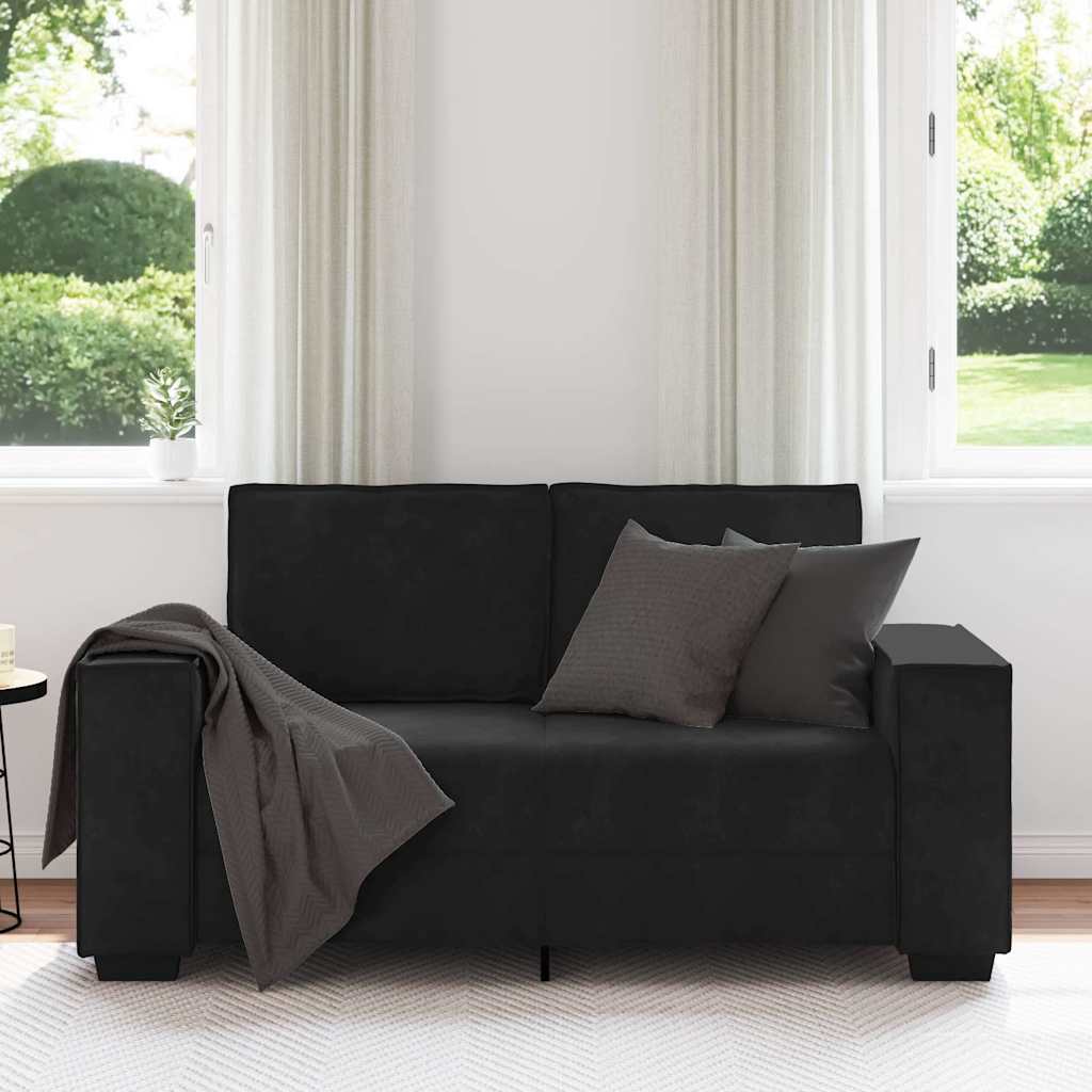 Διθέσιος Καναπές Μαύρος Βελούδινος 160x78x84 εκ.